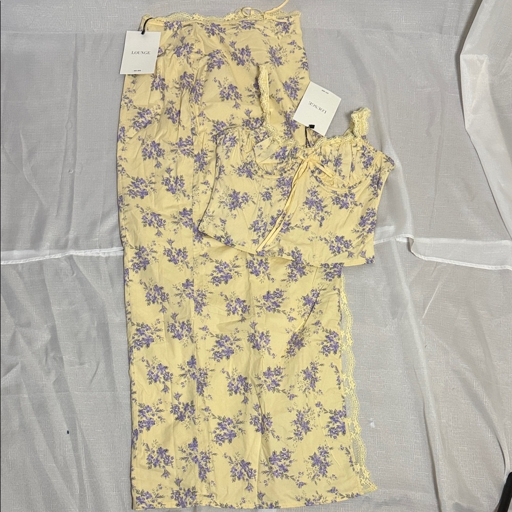 LOUNGE Women's Floral 2 piece Set in Yellow and Purple